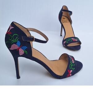 Hippie Laundry Vivienne Stiletto Embroidered Floral Heels Sandals Boho Party 9.5